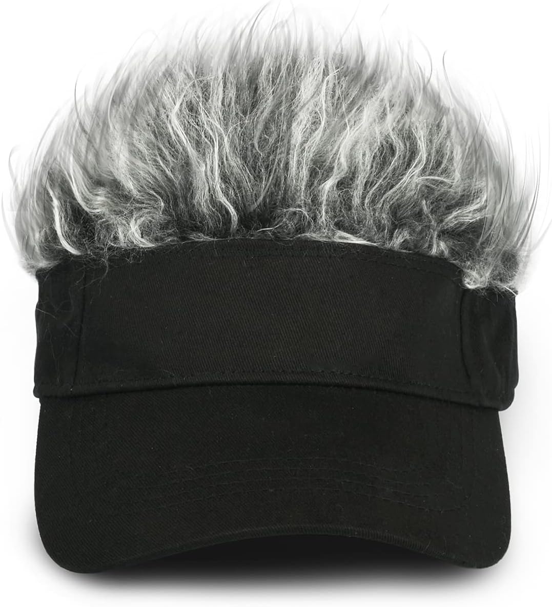 Novelty Visor Cap Adjustable Visor Hat with Spiked Wigs Fake Hair Visor for Adults (Size: M/L)