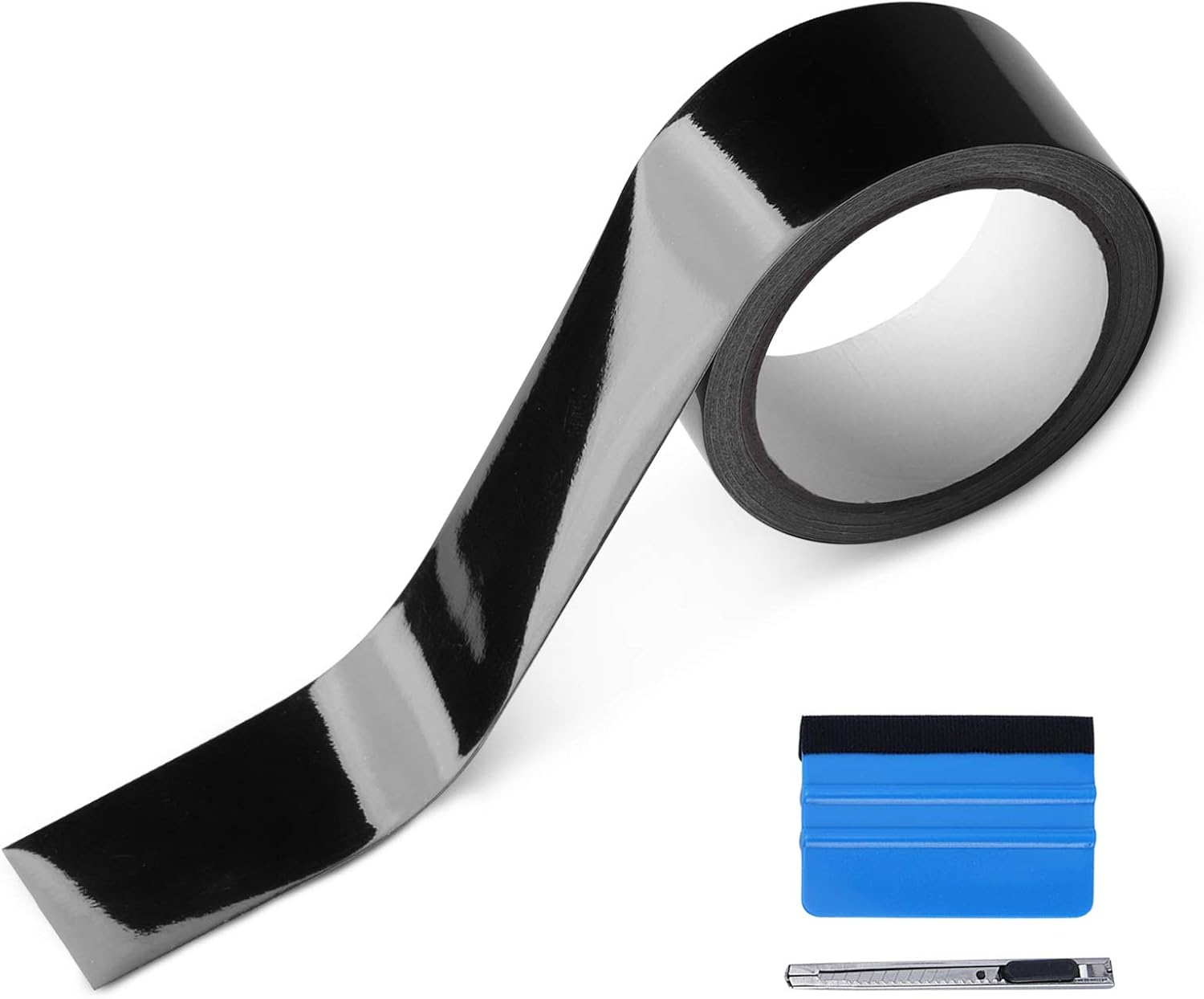 LZLRUN High Gloss Black Vinyl for Chrome Delete Window & Door Trim 2" x30ft