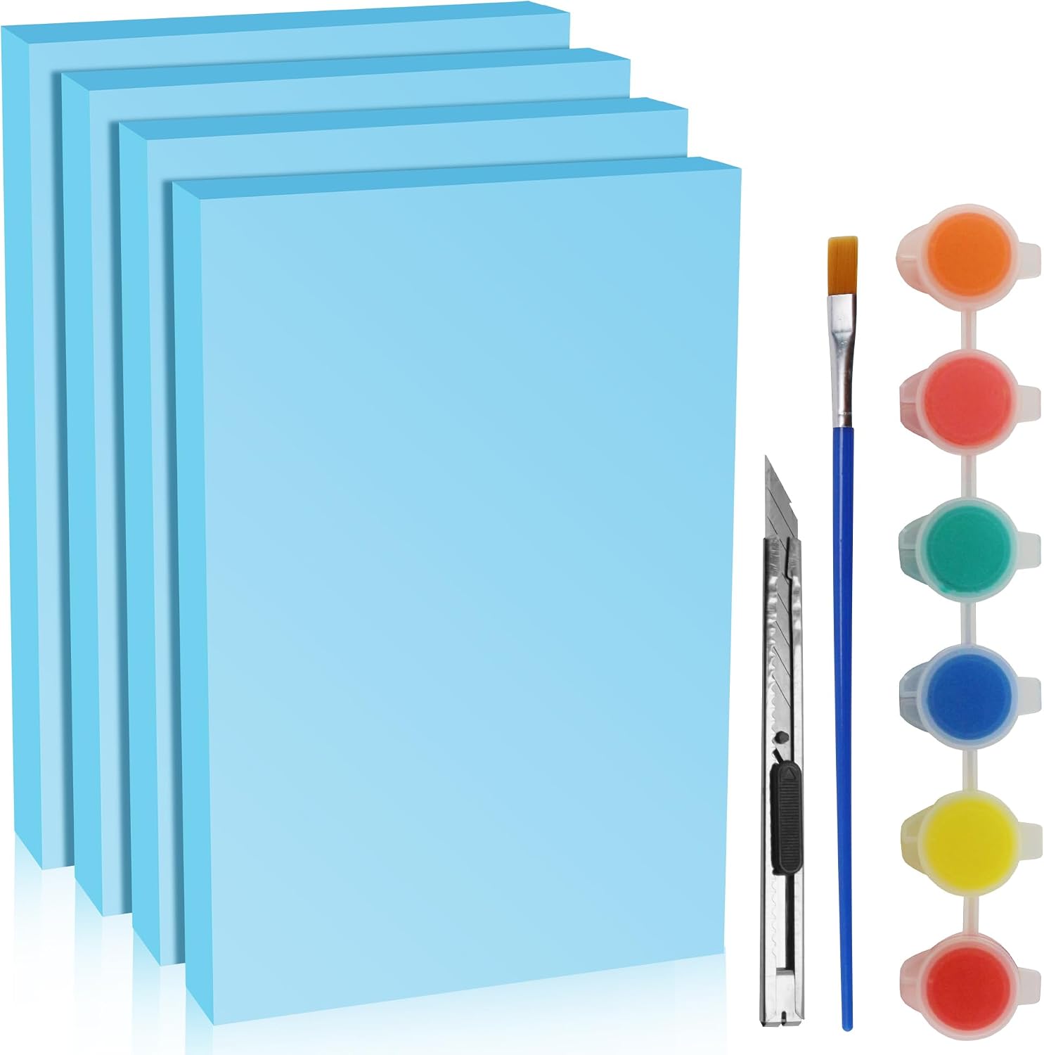 LuckyFoam Blue 4 Pack 12x7.5x1 inch Foam Sheets 1 Inch Thick