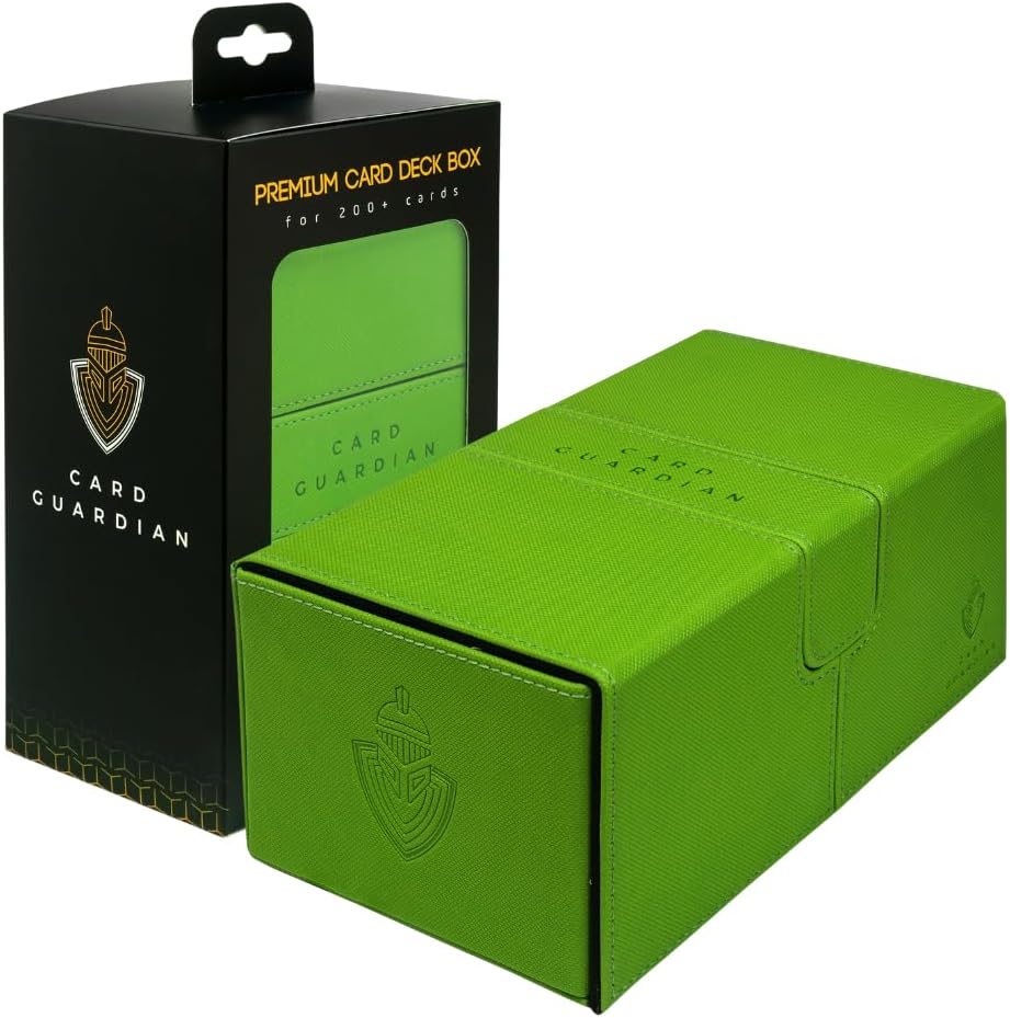 Card Guardian - Premium Double Deck Box (Lime Green) for 200+ cards Trading Card Games TCG Perfect for Magic the gathering (MTG), Commander Deck, Yugioh Deck Box, Sports Card Storage Boxes