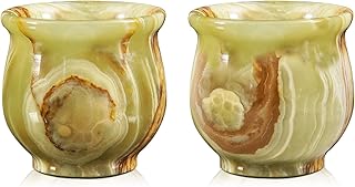 Radicaln Marble Shot Glasses Green Onyx 2" Inches Handmade Tequila Glasses For Bar Set - Small Whiskey Shot Glasses For Vodka - Small Drinking Glasses Set of 2