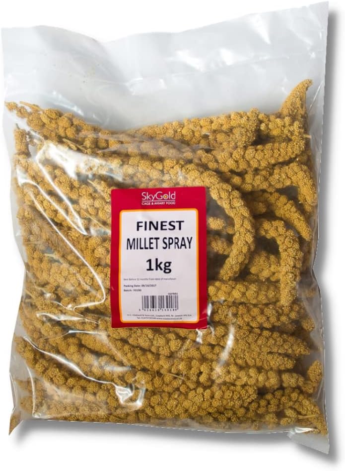 SKYGOLD Finest Millet Spray for Birds 1kg - Small Parrot & Budgie Treats, Balanced & Healthy Cage & Aviary Millet for Budgies