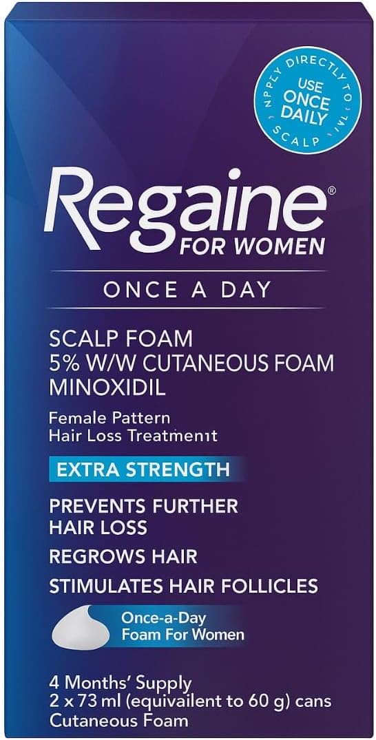 Regaine for Women 5% Minoxidil Extra Strength Scalp Foam for Hair Regrowth (2x 73ml), Scientifically Proven to Help Stop and Reverse Hereditary Female Hair Loss, Revitalise Hair Follicles