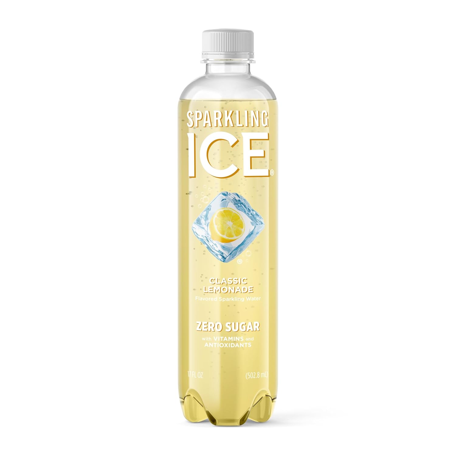 Sparkling Ice, Classic Lemonade Sparkling Water, Zero Sugar Flavored Water, with Antioxidants and Vitamins, 17 fl oz Bottle