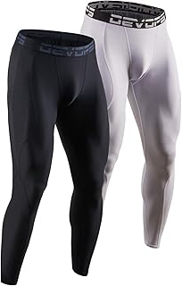 DEVOPS 2 or 3 Pack Men's Compression Pants Athletic Leggings with Pocket/Non-Pocket