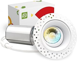 ASD Trimless Gimbal LED Recessed Lighting 2 Inch, 8W 120V LED Downlight, Adjustable Dimmable Directional Ceiling Light with J-Box, 5 CCT 2700K-5000K, CRI 90+ IC Rated, Airtight, ETL Energy Star, White