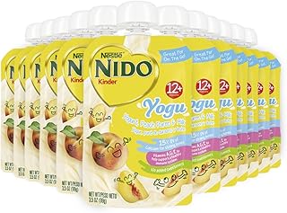 Nestle Nido Baby Food Pouches, Toddler, Yogurt, Peach Puree and Milk, 3.5 Oz (Pack of 12)