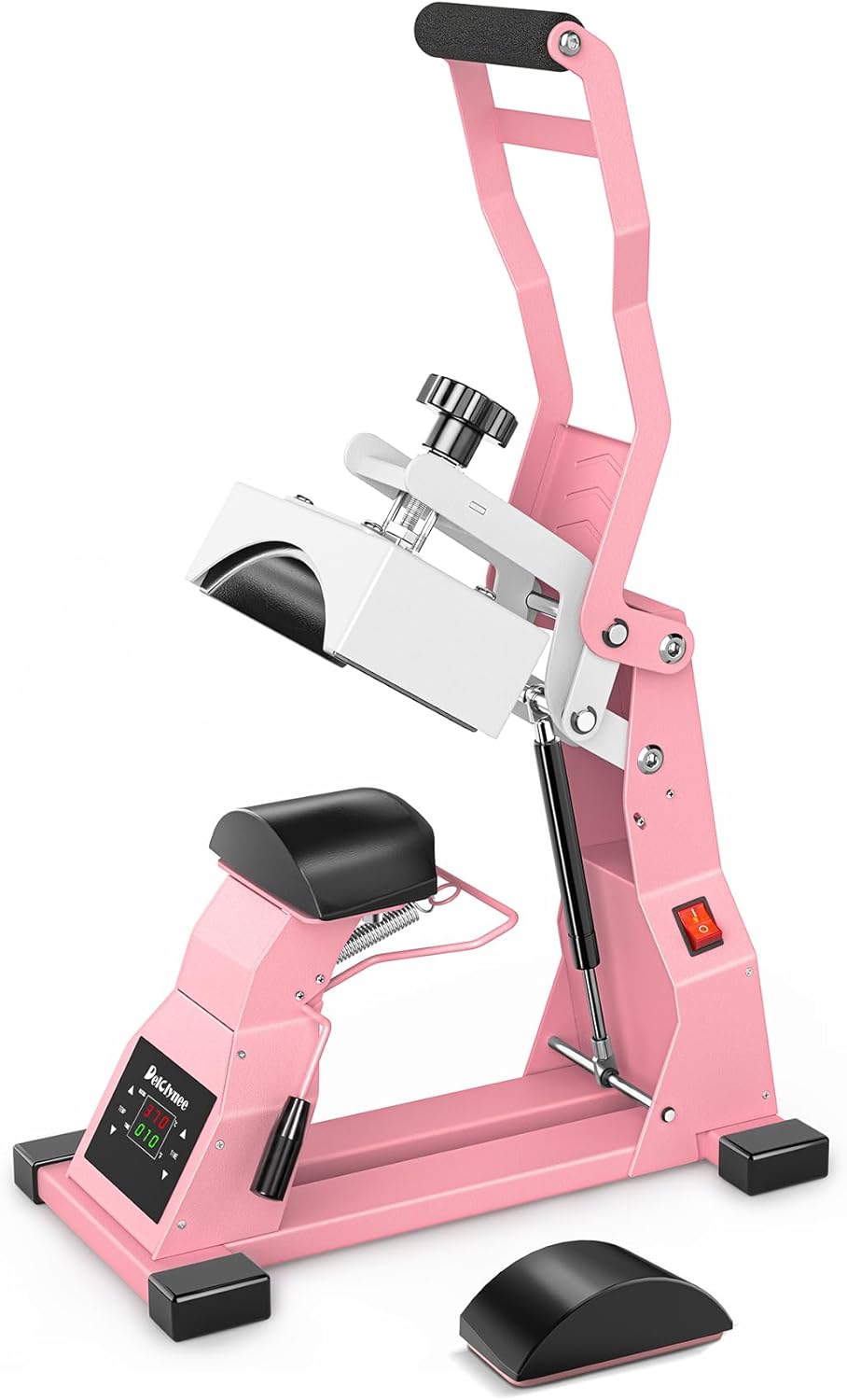 Hat Heat Press Machine for Caps with 2pcs Interchangeable Platens(6.7"x3.8", 6.7"x2.5"), Cap Heat Press for Stuctured Hats Heat Transfer Printing for Caps-Pink