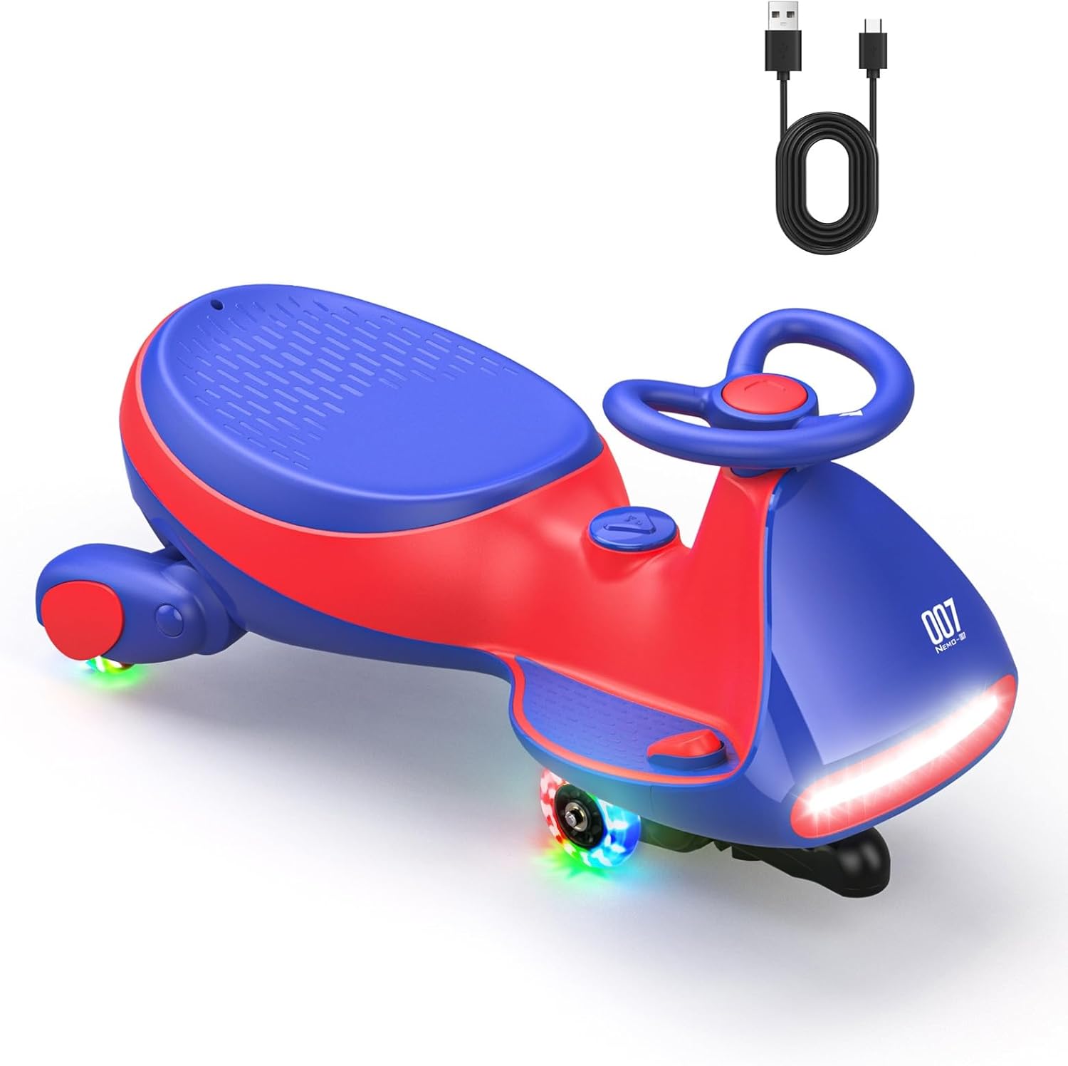 FanttikRide 12V N7 Pro Electric Kids Car, Anti-tipper, Ergonomic, 2 in 1, 2 Speeds, Flashing Wheels, Bluetooth, Charging Type C, for Children from 3 Years, 68 Kg,Red and Blue.