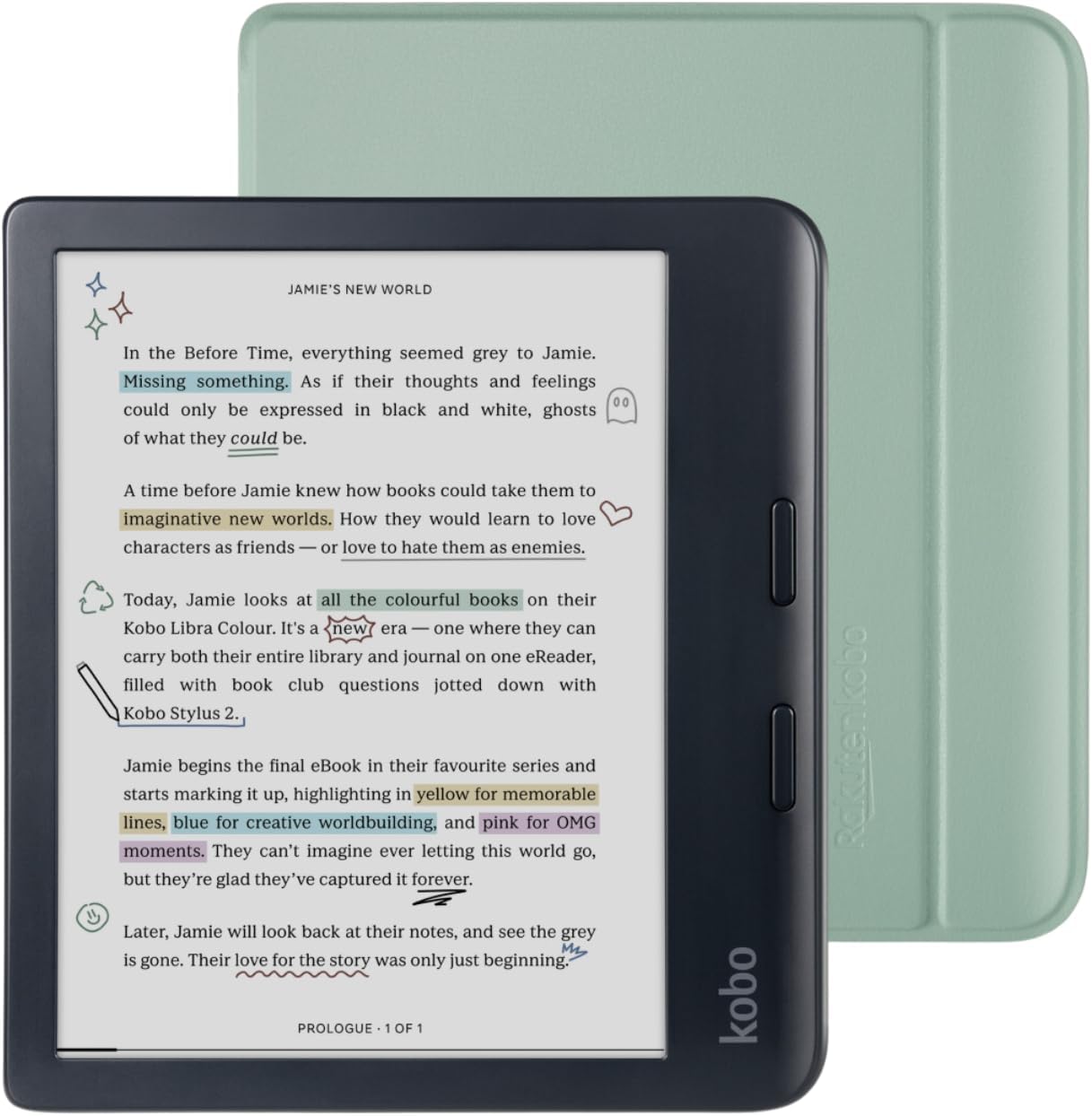 Kobo Libra Colour Black eReader with Case Bundle