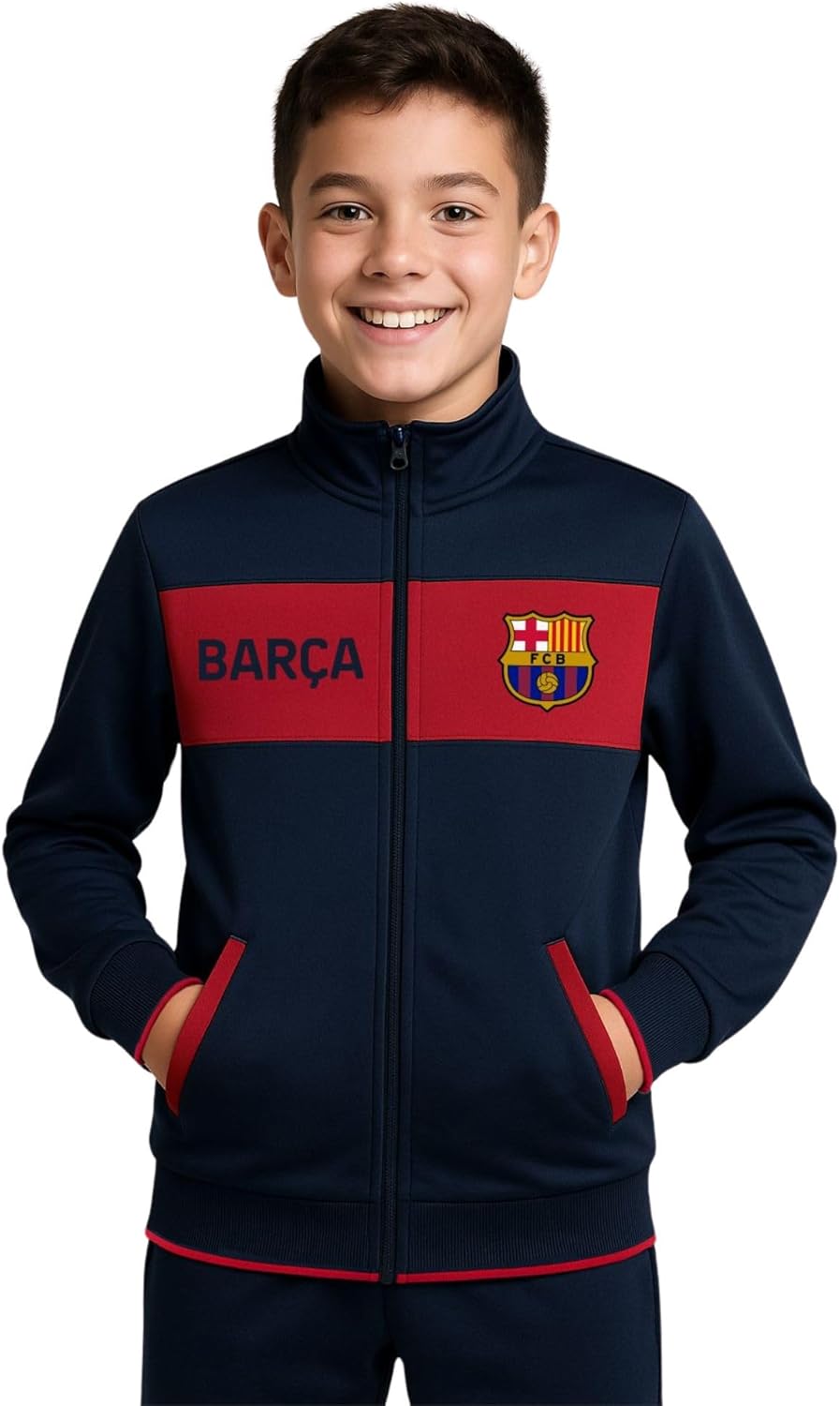 Icon Sports Official Boy’s Casual Full Zip Up Track Jacket World Soccer Football Club Youth Top