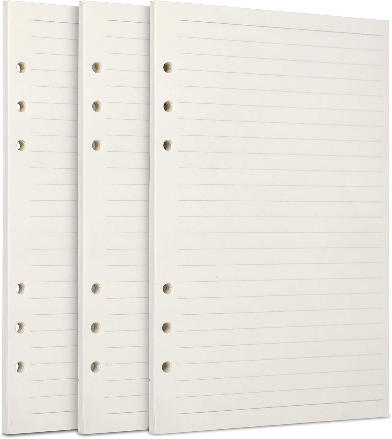 FYY A5 Refill Paper, 3 Packs 100GSM Thick Refillable Paper 6 Hole Filler Inserts Loose Leaf Paper 135 Sheets (270 Pages) for 6 Ring Binder Journal Notebook-Lined Paper