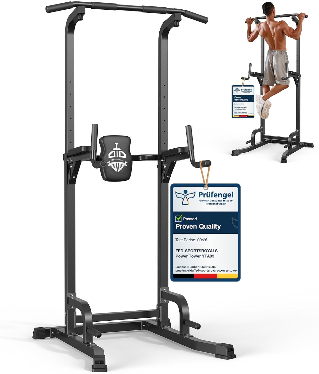 SPORTSROYALS Power Tower Dip Station,Free Standing Pull Up Bar for Home Gym