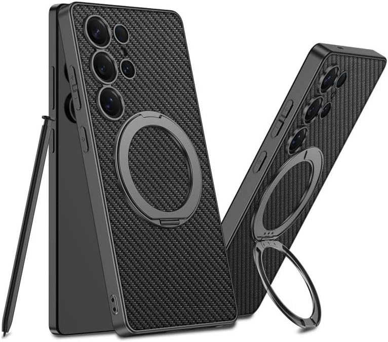 intellitoy Magnetic Samsung S25 Ultra Case with Kickstand, Military Shockproof & Full Camera Guard | Slim Translucent Matte Back (Black)