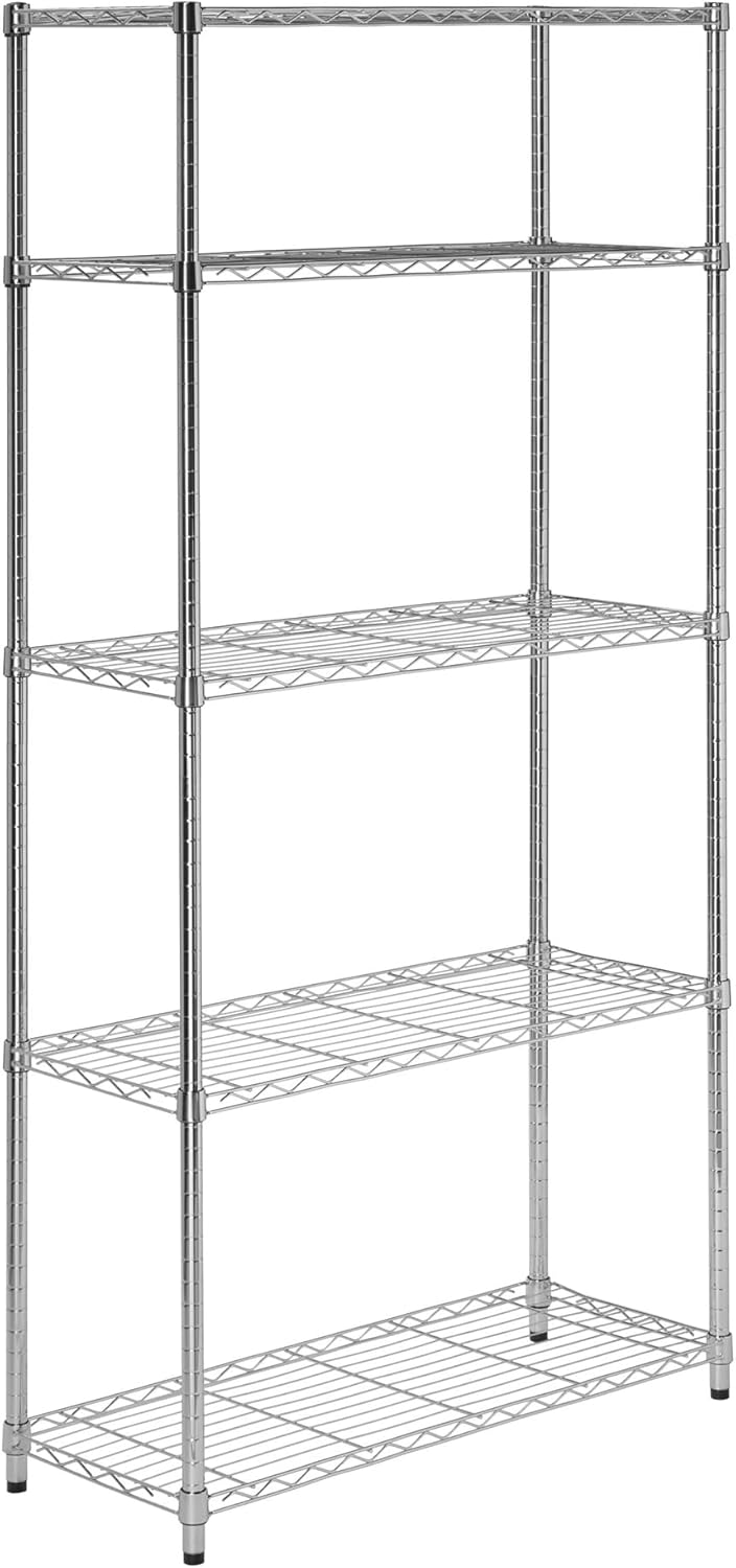 Honey-Can-Do 5-Tier Heavy Duty Storage Shelves – Perfect for Bathroom, Garage Shelving, and Pantry Shelf. A Multi-Purpose Adjustable Shelving Unit With 200-lb Per Shelf Weight Capacity