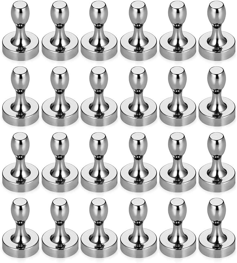 BTLIN Mini Fridge Magnets, Strong Small Metal Magnets Push Pins for Office Whiteboard Magnetic Board Noticeboard Kitchen Refrigerator 24Pack
