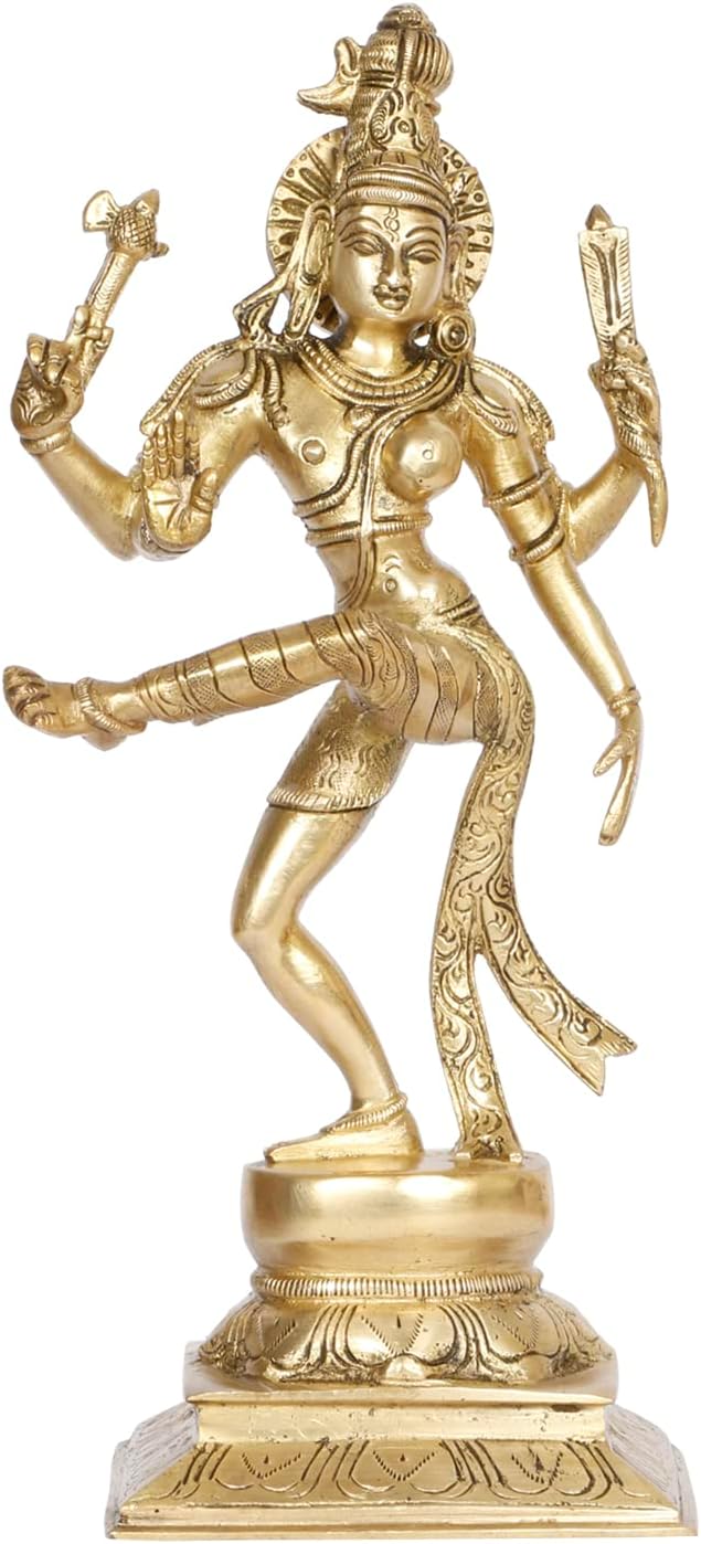 Brass Ardhanarishvara Ardhnarishwar Statue (Half Shiva & Parvati) Ardhnari Shiv Parvati Double Avatar 12 Inches