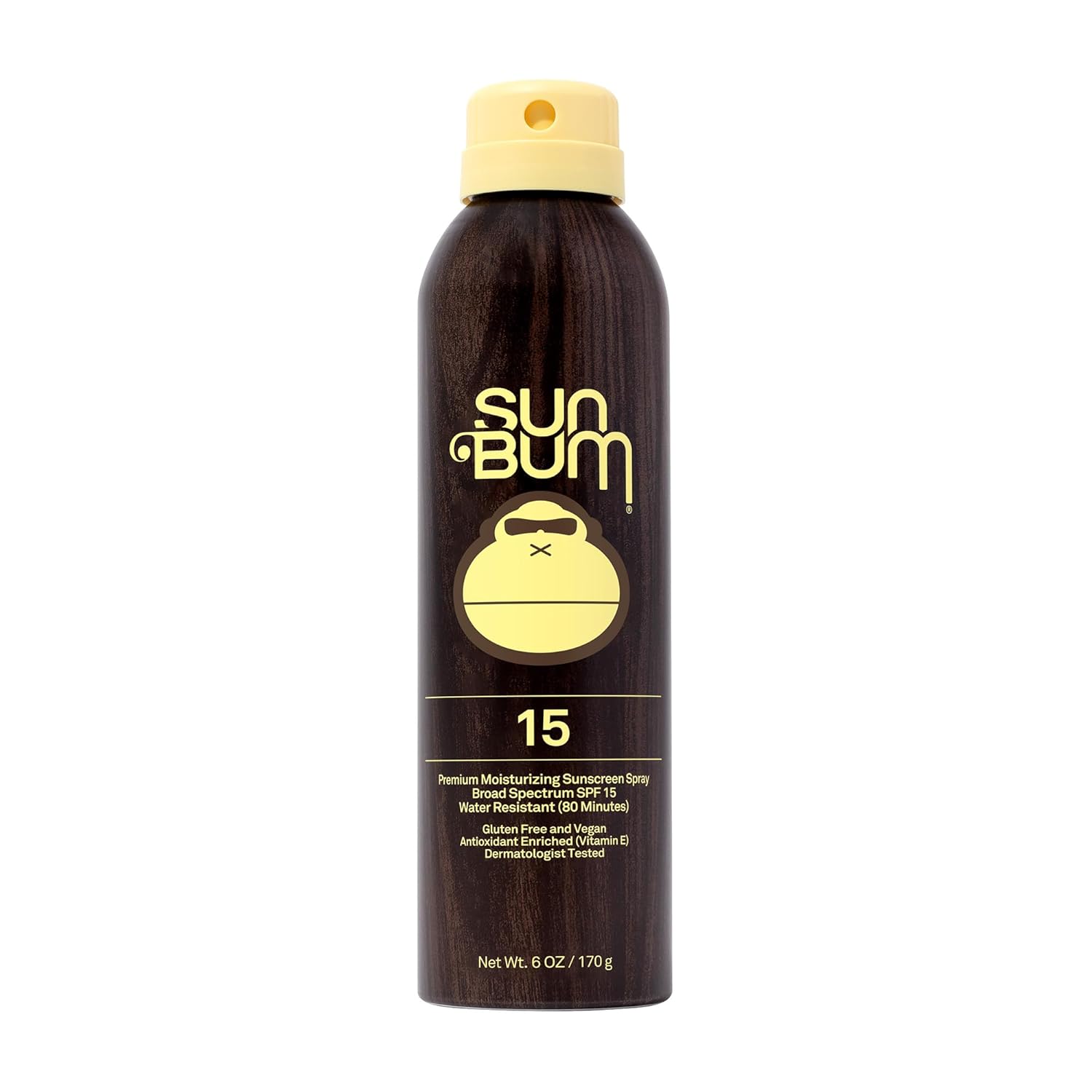 Sun Bum Original SPF 15 Sunscreen Spray |Vegan and Hawaii 104 Act Compliant (Octinoxate & Oxybenzone Free) Broad Spectrum Moisturizing UVA/UVB Sunscreen with Vitamin E | 6 oz
