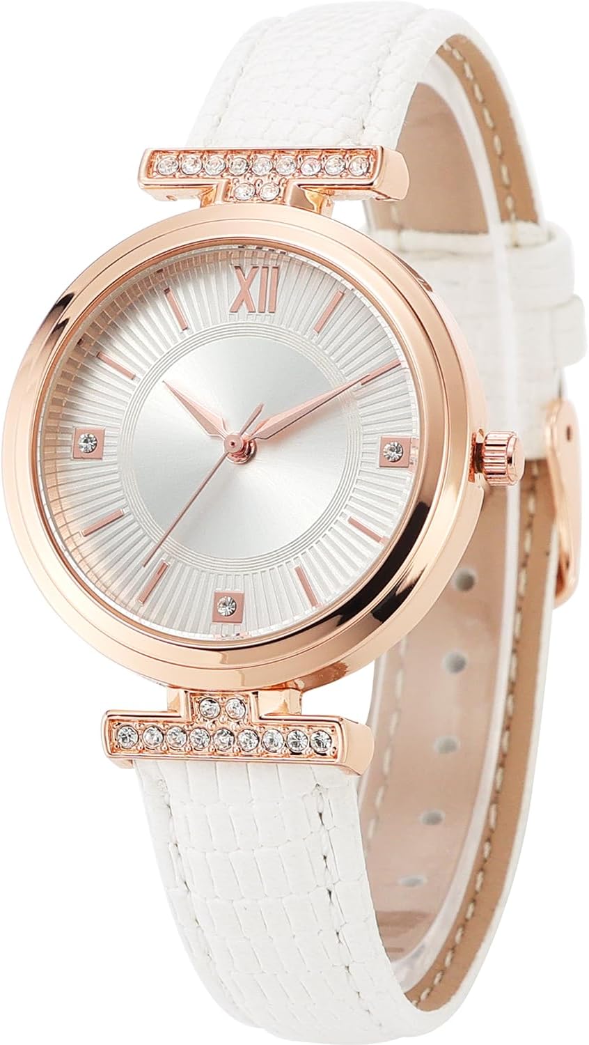 NUOVO Women's Watch Elegant Ladies Diamond Watch Lovely Watch for Girls Sweet Dress Watch Casual Womens Watches PU Leather Strap Wristwatch