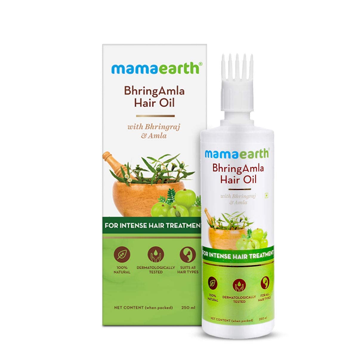 Mamaearth BhringAmla Hair Oil | Controls Hair Loss, Fights Premature Graying & Reduces Dandruff | Moisturizes Dry Scalp | Bhringraj & Amla Oil Infused | 8.45 Fl Oz/250ml