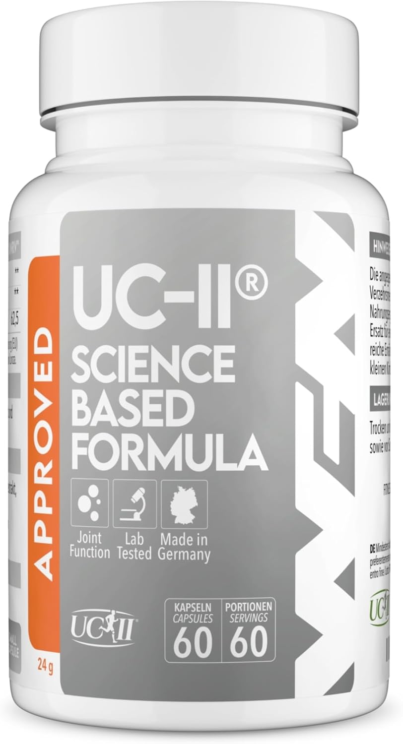 WFN Approved UC-II - Type 2 Collagen for Joints - 60 Capsules - 40mg Undenatured Type II Collagen - Complex with UC II Collagen, Vitamin C & Boswellia Serrata - Produced & Tested in Germany