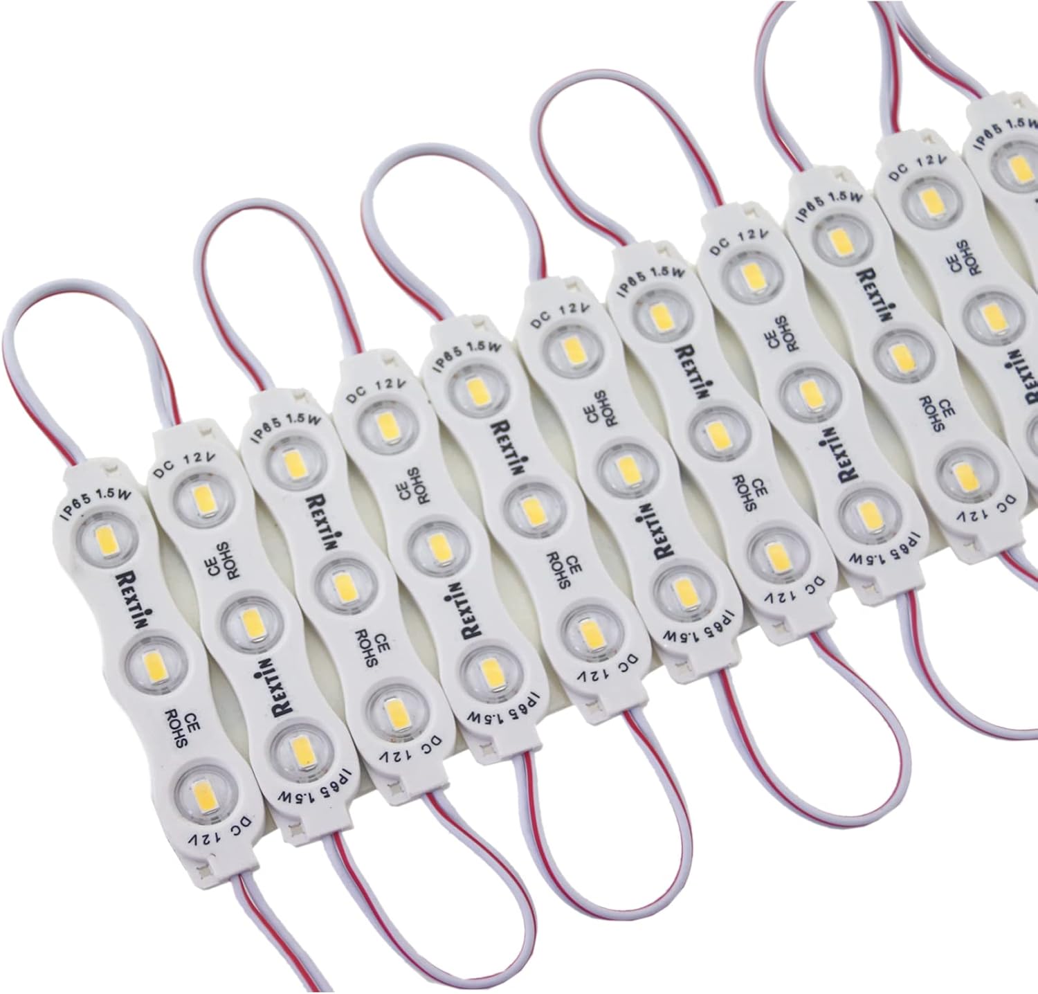 REXTiN Super Bright 200pcs 3 LED Module Storefront Lights Yellow 5630 5730 SMD Waterproof Decorative Light for Letter Sign Storefront Advertising Signs with Tape Adhesive Backside（Yellow）