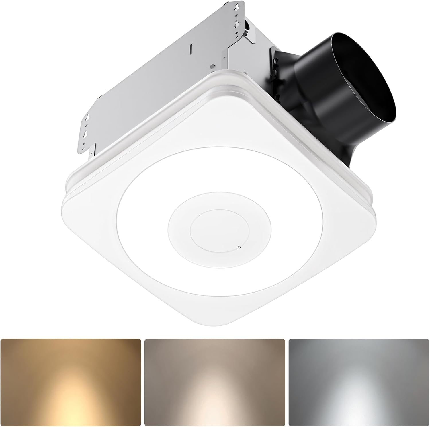 OREiN 3-in-1 Bathroom Exhaust Fan with LED Light & Humidity Sensor, 160 CFM, Auto-On at 60% Humidity, 1500LM, 3000K/4000K/5000K, Night Light, ETL & FCC Certified, Ceiling Opening Size 11.81''x11.02''