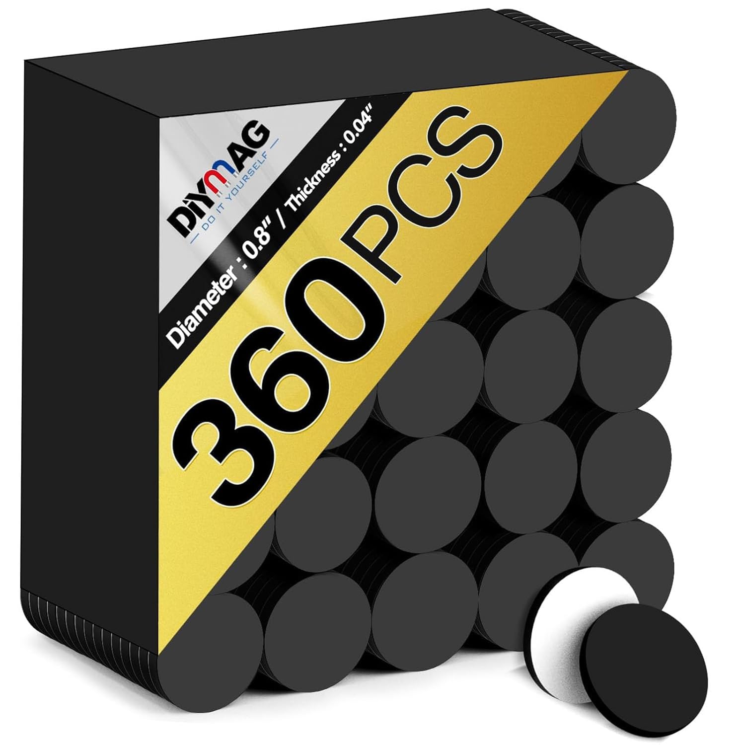 DIYMAG 360Pcs Magnetic Dot with Self Adhesive, Round Magnets Magnetic Tape Flexible Magnet Sheets with Adhesive for Crafts, Photos and Die Storage Easy Peel and Stick, 0.8 x 0.04inch