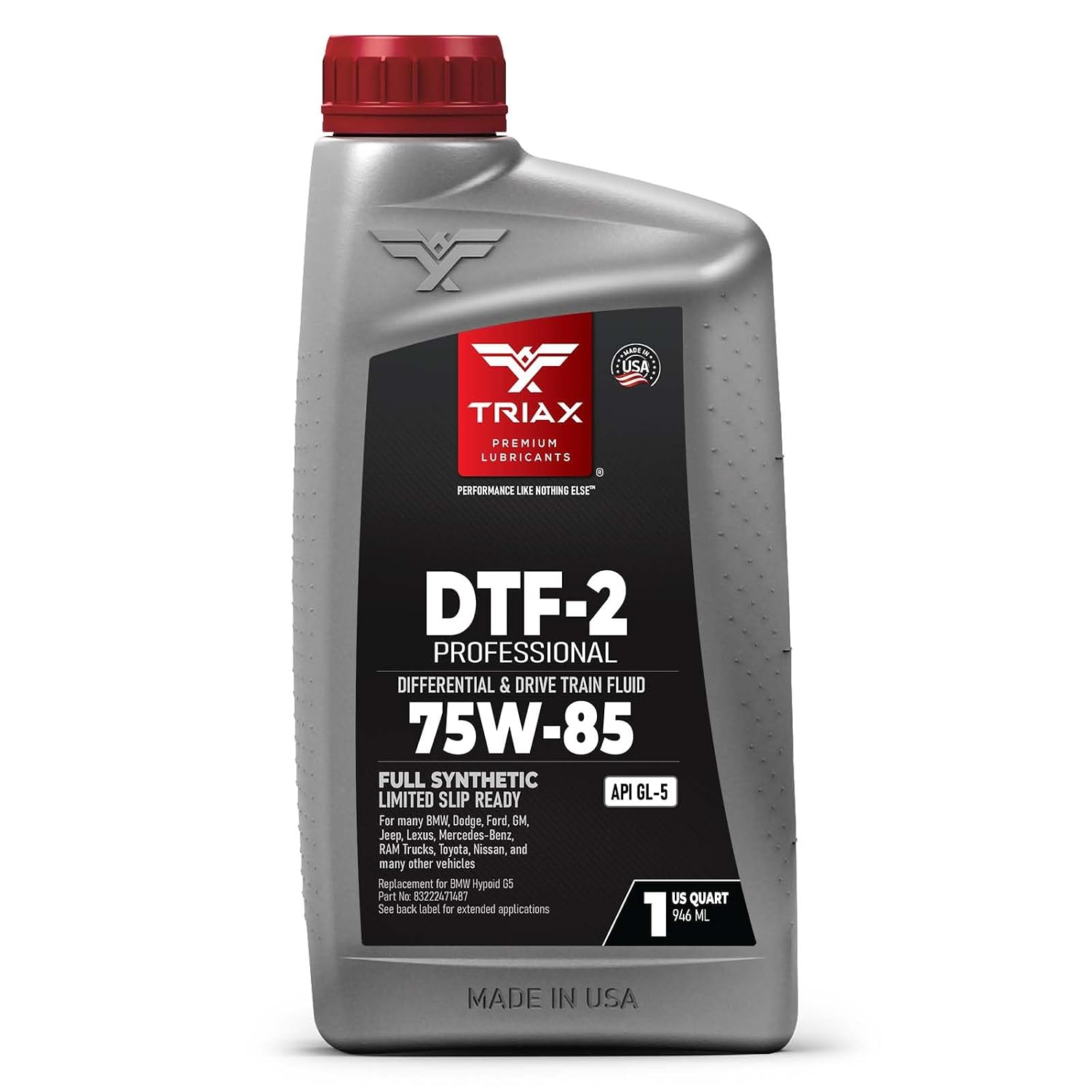 TRIAX DTF-2 Professional 75W-85 GL-5 - Full Synthetic Gear Oil - Differentials - Drivetrain - Lifetime Fill - Limited Slip Compatible - High-Performance - 1 Quart / 0.946 L