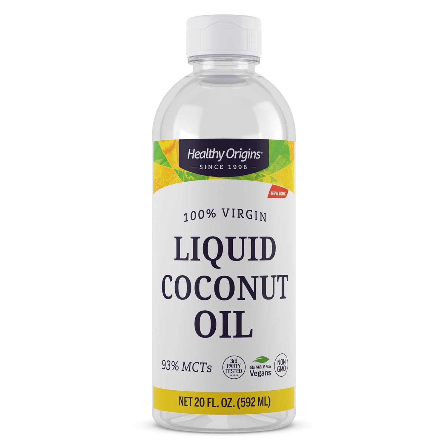 Healthy Origins Coconut Oil, Liquid (100% Virgin) - Virgin, Unrefined, Cold-Pressed Liquid Coconut Oil - 93% MCTs - Centrifuge Extracted Coconut Oil - 20 fl Oz
