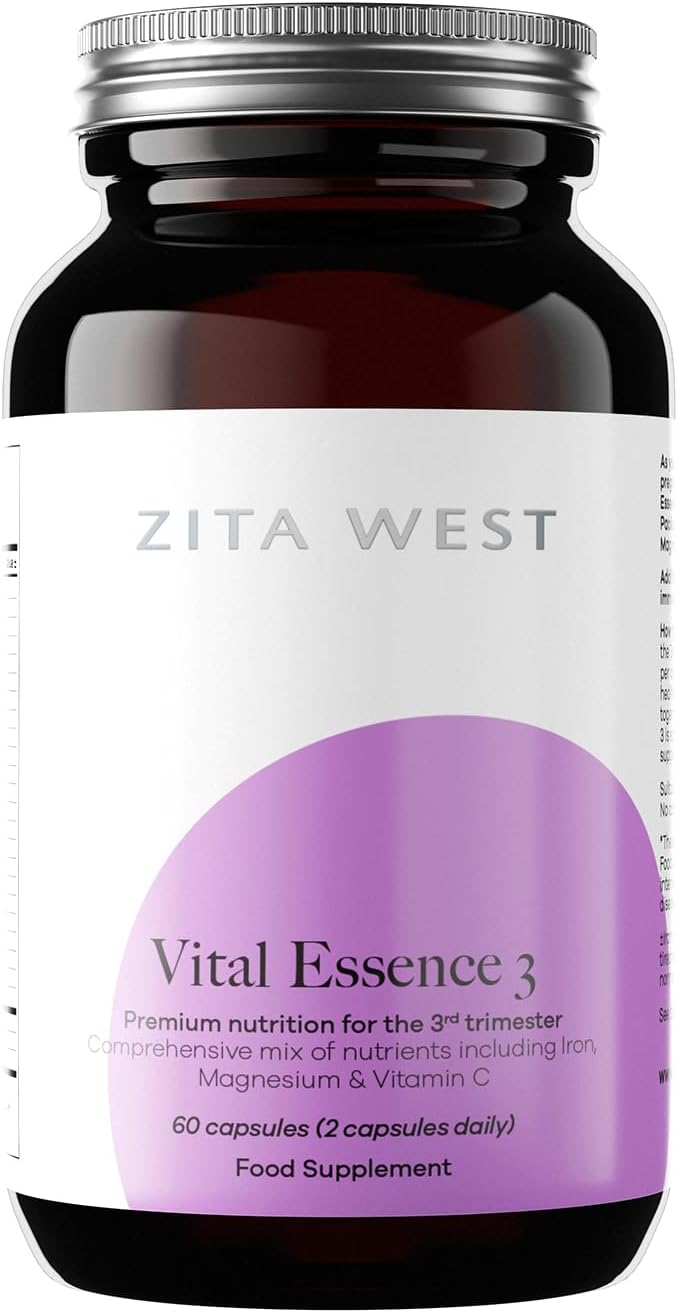 Zita West Vital Essence 3 - Premium Third Trimester Pregnancy Vitamins, Essential Nutrients for Foetal Growth & Maternal Energy - 60 Capsules