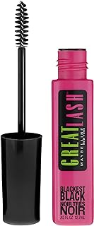 Maybelline Great Lash Washable Mascara Makeup, Volumizing Lash-Doubling Formula That Conditions As It Thickens, Blackest Black, 1 Count