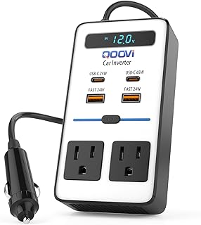 200W Car Power Inverter,DC 12V to 110V AC Inverter,Car Outlet Adapter with PD 65W(PD3.0)/QC 24W(QC3.0) Fast Charge Ports for Vehicles Laptop Working,Playing,Camping,Travel Most Devices
