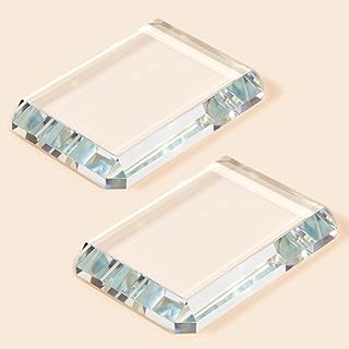 Seajan 2 Pcs Glass Paperweight Office Clear Glass Tiles Paperweight Decorative Block Paperweight for Home Decor Crafts Projects Ornaments Book Office Thanksgiving Gifts(Rectangular)