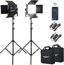 2Pcs 50W 600 LED Photography Lighting with APP Control & Stand Kit, 3200K-5600K Dimmable CRI 96+ TLCI 97+ CQS 96+, 1800 Lux/1m, Bi-Color Video Light for Studio/Video Recording/Streaming/Film
