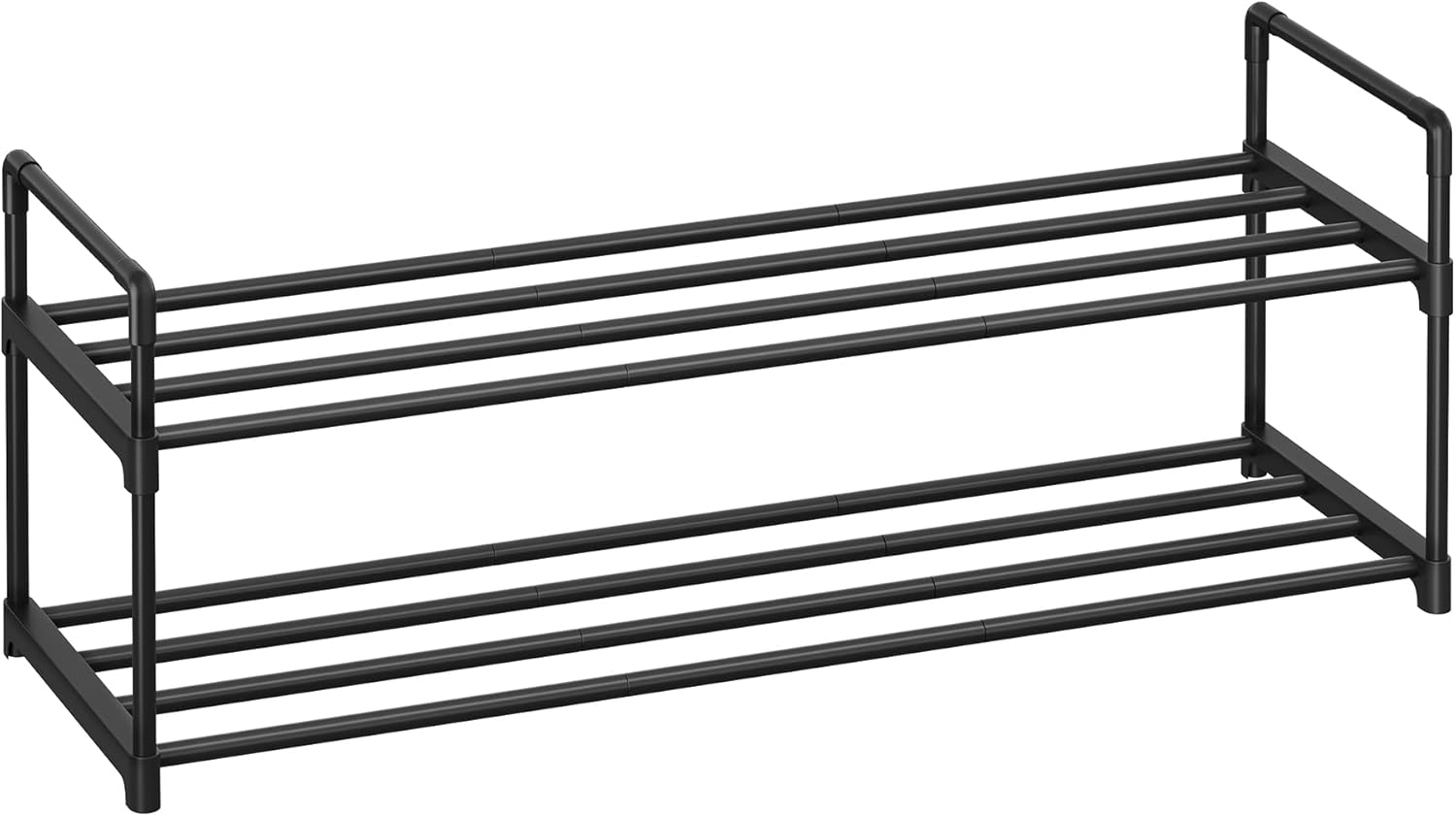 SONGMICS 2-Tier Shoe Rack, Shoe Storage Organiser, Metal Storage Rack, Fits 8 to 10 Pairs of Shoes, Stackable Shoe Shelf, for Hallway, Living Room, Bedroom, 30 x 92 x 34 cm, Black LSA12BK