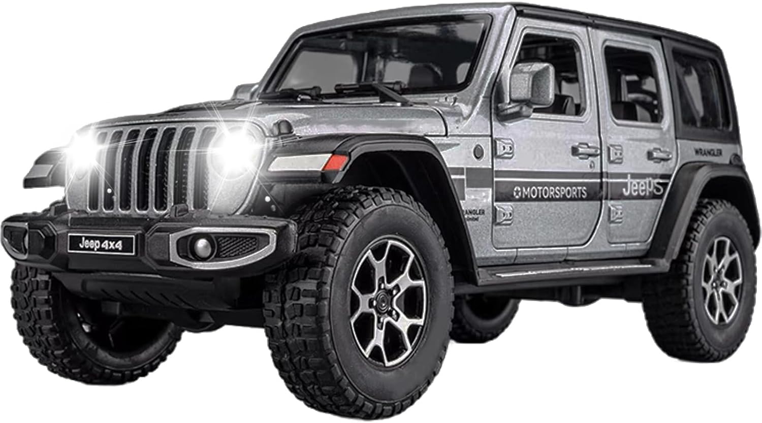 Toy Cars Wrangler Model Car for Kids 1/32 Die-cast Pull Back Collectible Model with Sound and Light Toy Vehicle for 3+Year Old Boys Festival Gift Silver Car