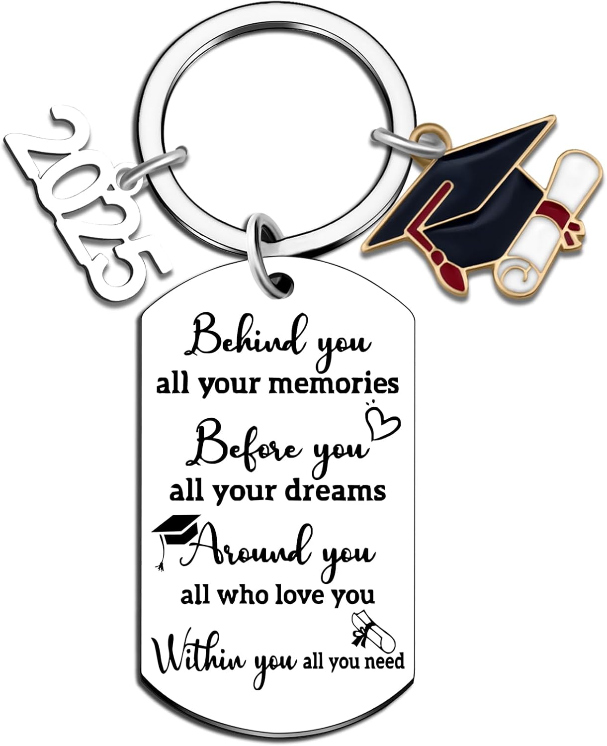 2025 Graduation Gifts for Her Him Class Of 2025 Graduation Keychain for University College Middle High School Graduate 2025 Souvenir for Senior Masters Degree Student 2025 College Gift Ideas