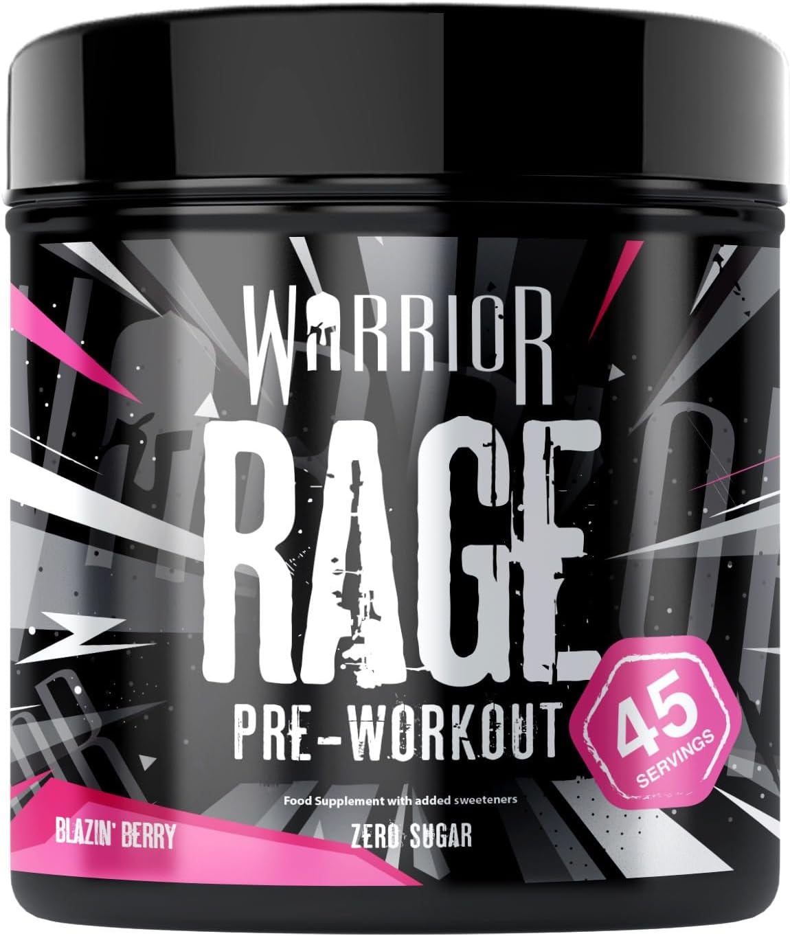 Warrior Rage Pre-Workout Powder, 300 mg Caffeine High Stim Energy Booster with Beta-Alanine, Creatine, BCAAs, Citrulline & AAKG for Focus, Strength & Muscle Pump - Blazin' Berry