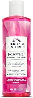 HERITAGE STORE Rosewater - Refreshing Facial Splash for Glowing Skin with Damask Rose - All Skin Types - Rose Water for Face - Made Without Dyes or Alcohol, Hypoallergenic, Vegan, Cruelty Free, 4oz