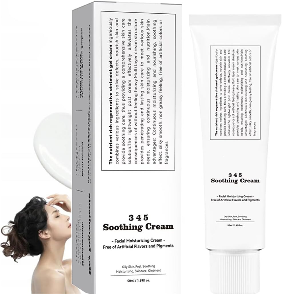 345 Relief, Soothing And Moisturizing, 345 Relief Anti-Sugar And Anti-Oxidation Cream,Used for acne-Prone Skin on The Face, to Solve Skin Defects And Moisturize The Skin 50ml