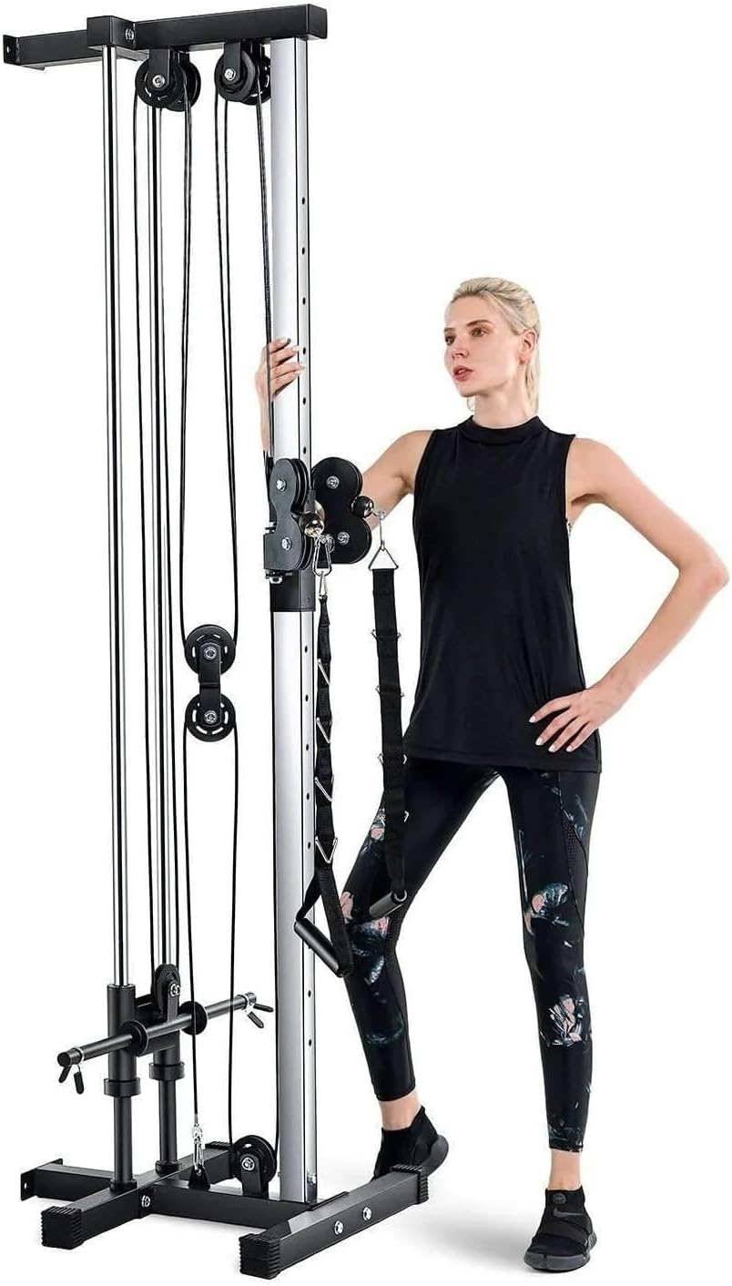 Wall Mounted Cable Crossover - Adjustable Home Gym Equipment - 18 Positions Double Bar Track - Linear Motion Bushing Carriages - Multi-Height Pulley Arms - 250kg Complete Home Workout Solution