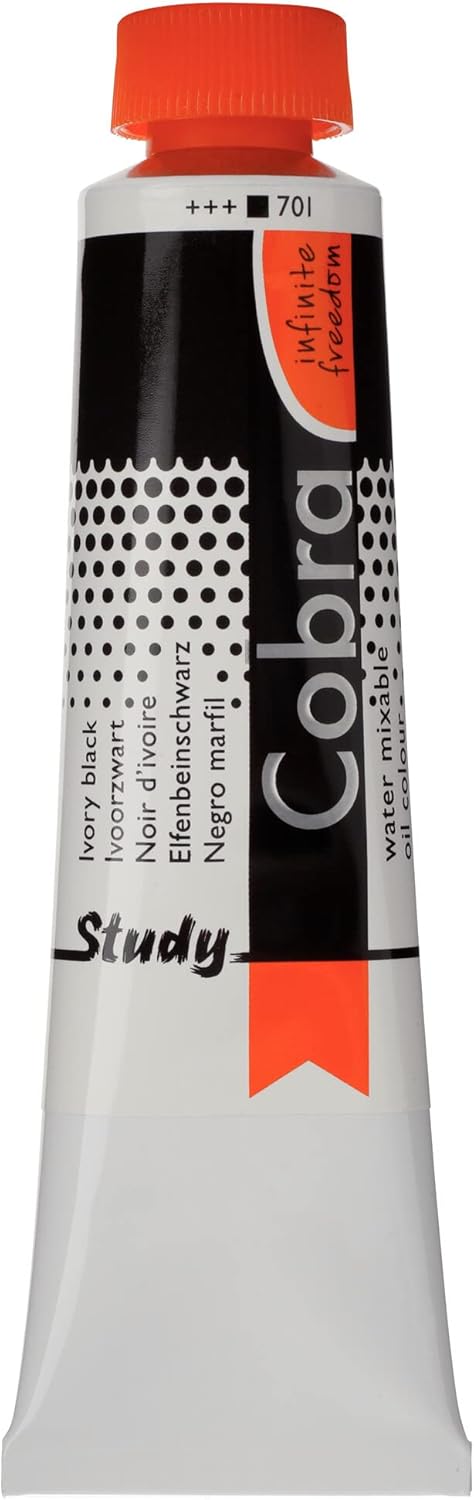Study Water Mixable Oil Colour - Ivory Black 40ml Tube
