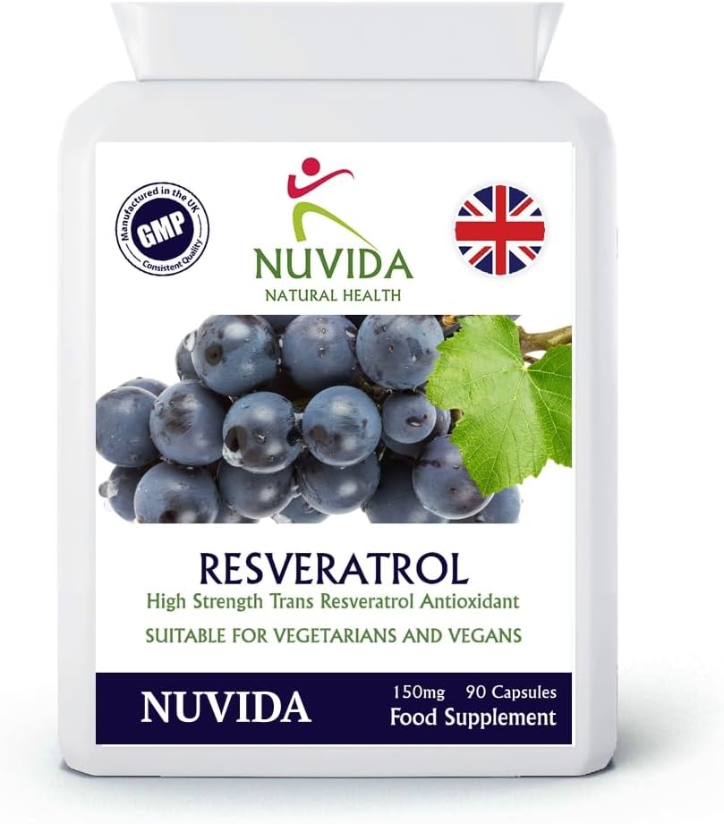 Nuvida Resveratrol Capsules - 90 High Strength Trans-Resveratrol Targeted Release Capsules - Premium Antioxident Supplement