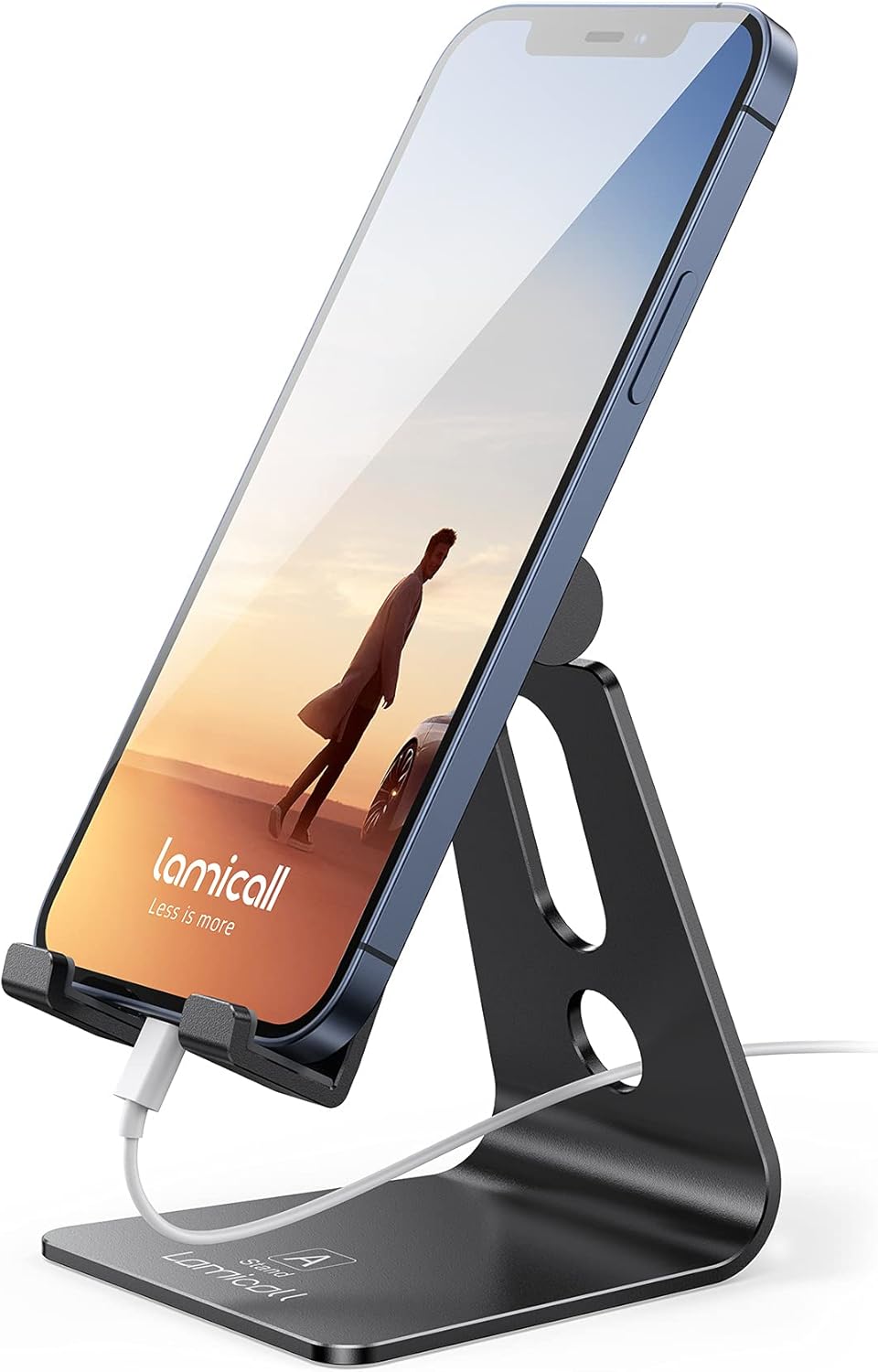 Lamicall Adjustable Cell Phone Stand, Desk Phone Holder, Cradle, Dock, Compatible with iPhone 16, 15, 14, Plus, Pro, Pro Max, 13 12 X XS,4-8" Phones, Office Accessories, All Android Smartphone, Black