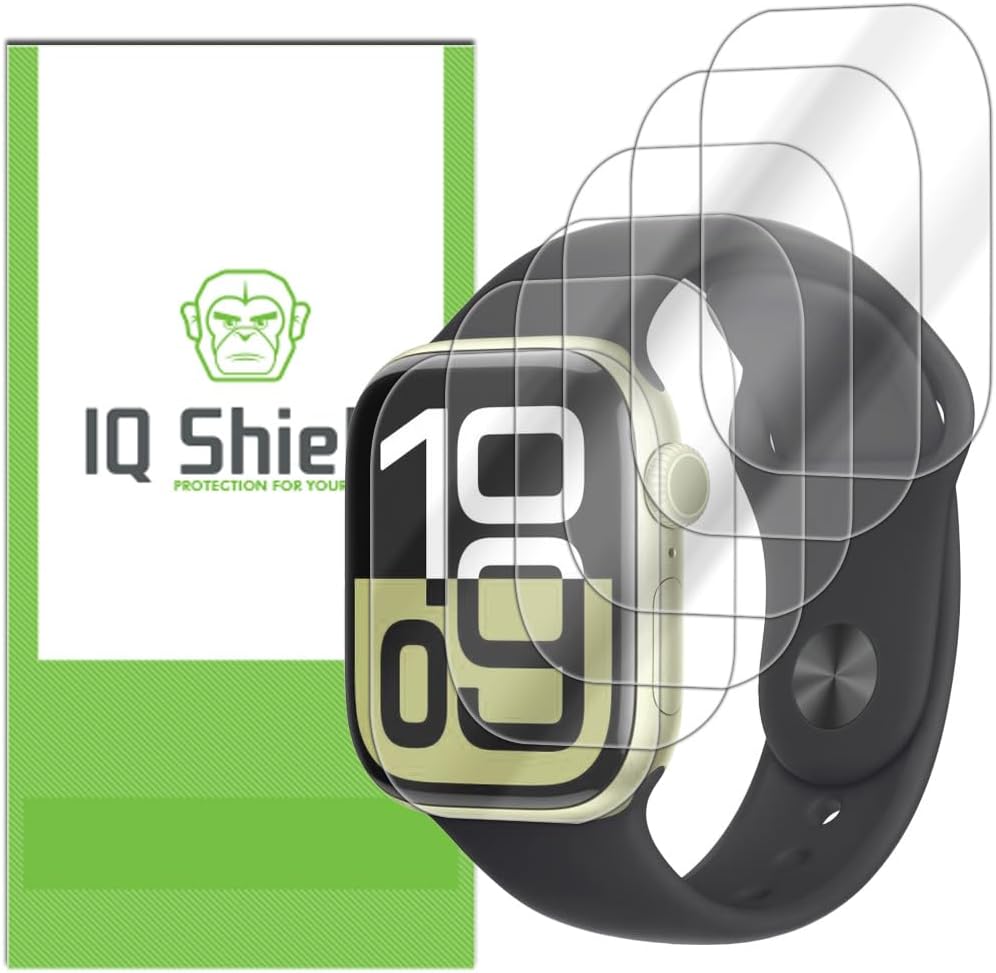 IQShield Screen Protector Compatible with Apple Watch 10 46mm (6-Pack) Anti-Bubble Clear Film