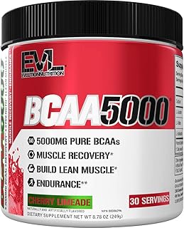 Evlution EVL BCAAs Amino Acids Powder - BCAA Powder Post Workout Recovery Drink and Stim Free Pre Workout Energy - 5g Branched Chain Amino Acids Supplement for Men - Cherry Limeade