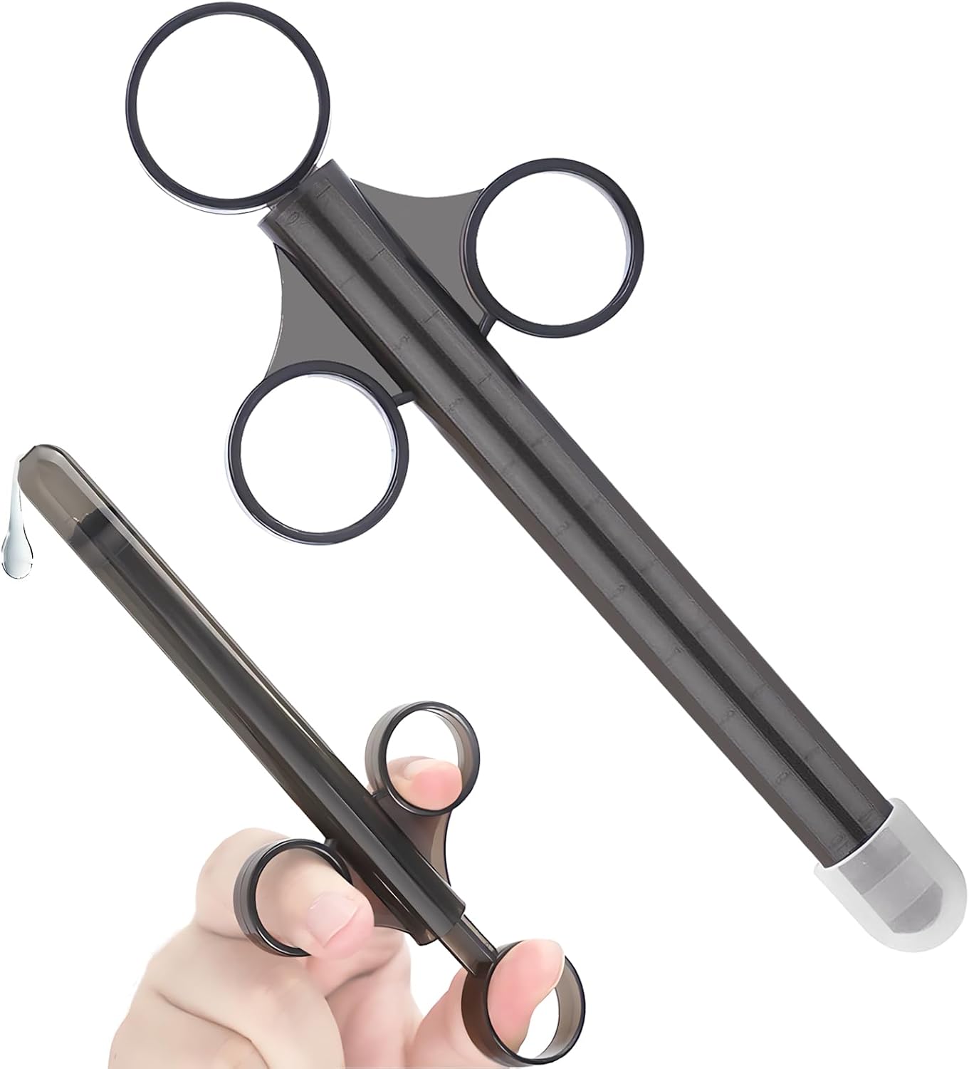 Lube Applicator Injectors with 10ml Precise Scales, 6.5” Long, Anal Shooter with Air-Proof Silicone Cap, Lubricant Applicator for Men, Women & Couples