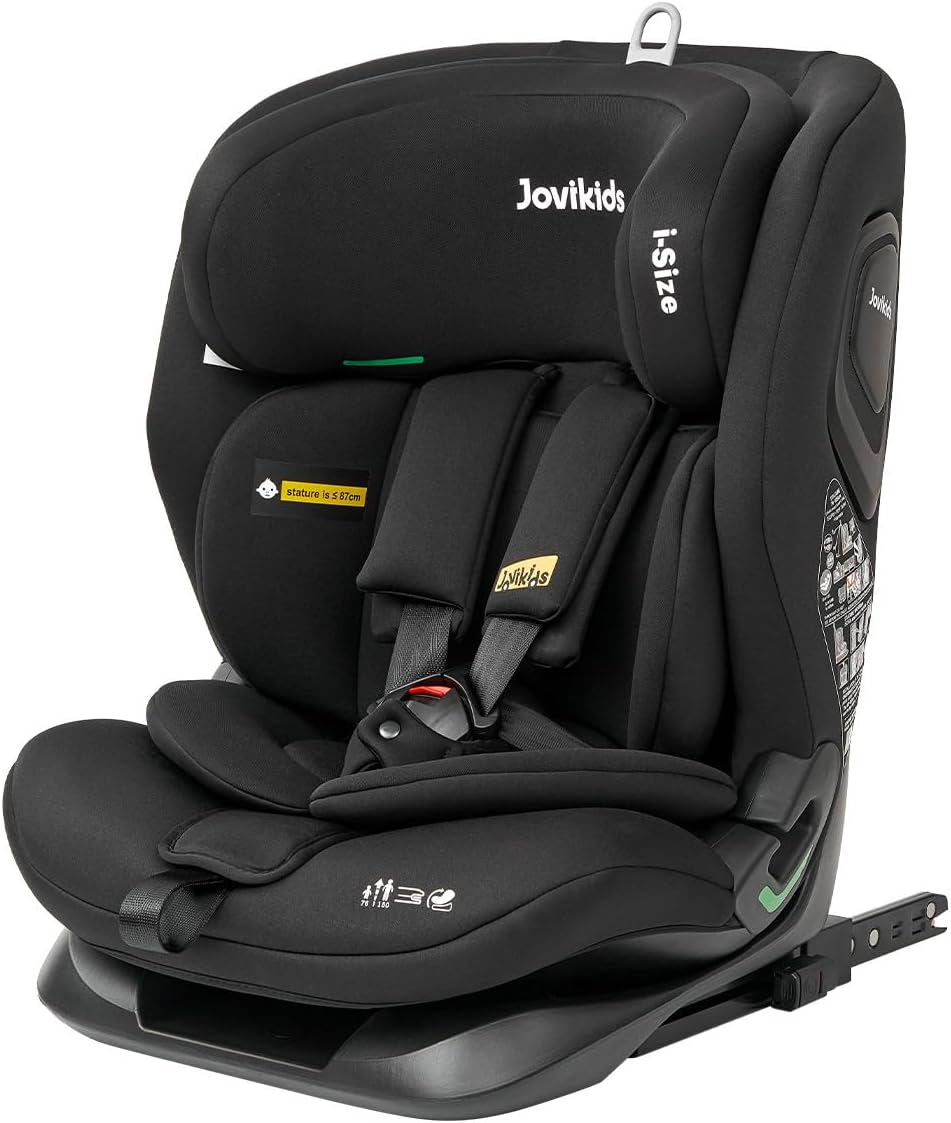 Jovikids Car Seat, i-Size, Suitable for Child 76 to 150 cm (Approx. 15 Months to 12 Years), Group 1 2 3, ECE R129, Adjustable Height and Tilt, Top Tether, Side Protection, Baby Car Seat with ISOFIX