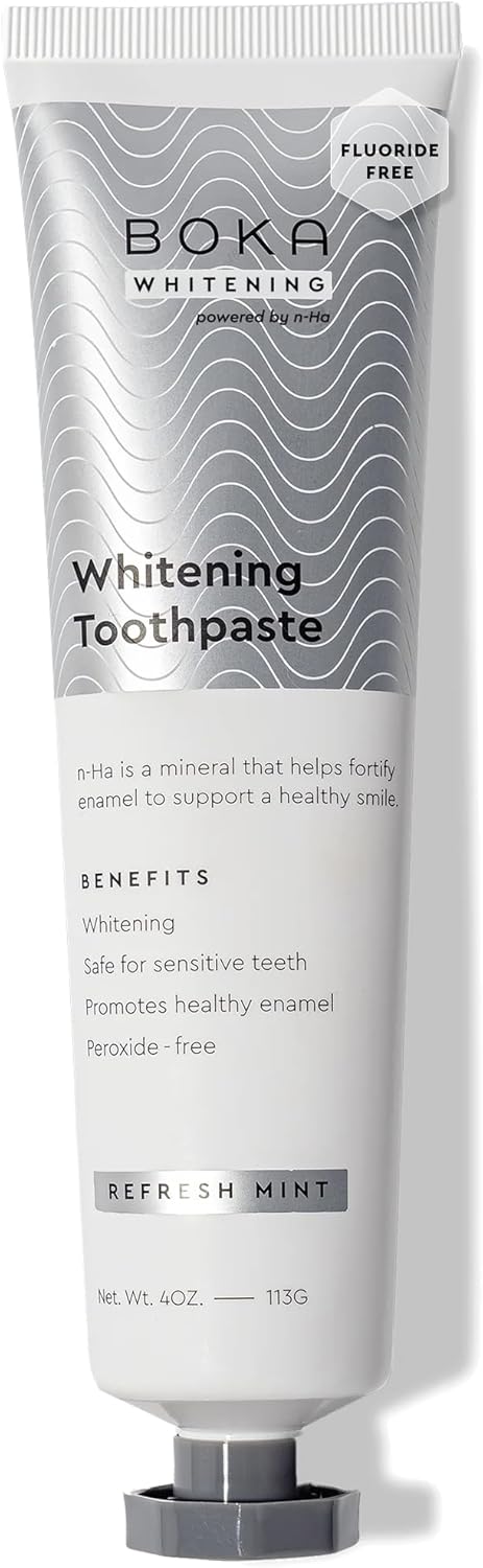 Boka Fluoride Free Toothpaste Nano Hydroxyapatite, Helps Remineralize, Appropriate for Sensitive Teeth, Whitening - for Adult, Kids Oral Care - Refresh Mint Flavor, 4 Oz (120ml) 1Pk